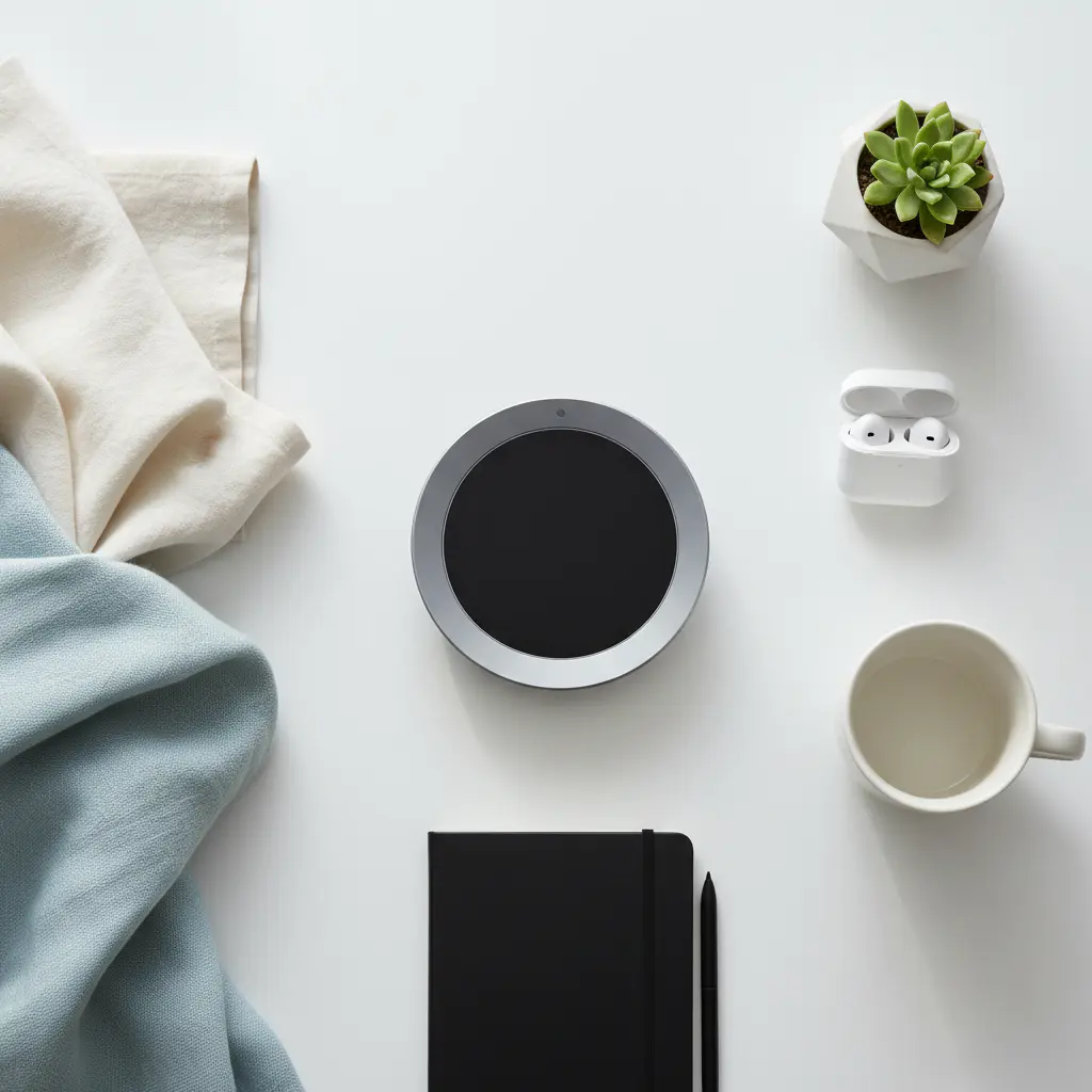Folded soft fabrics next to a health monitor